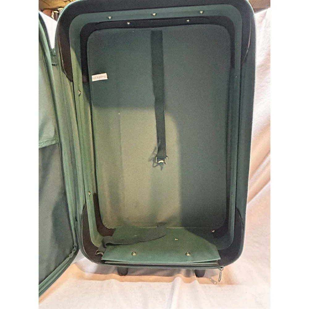 Polo Ralph Lauren Rolling Travel Bag Green Canvas Suitcase Luggage Vintage
